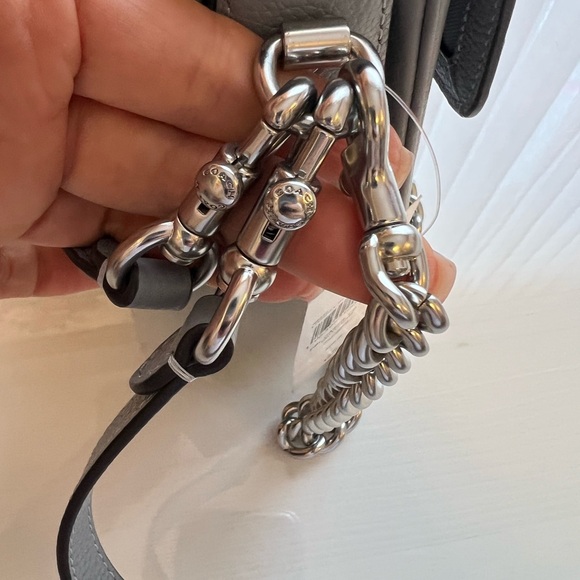 COACH Light Blue Pebbled Leather Crossbody with Chain Strap - Picture 3 of 7